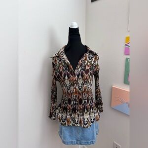 Sere Nade Printed Button-Up Top (S)